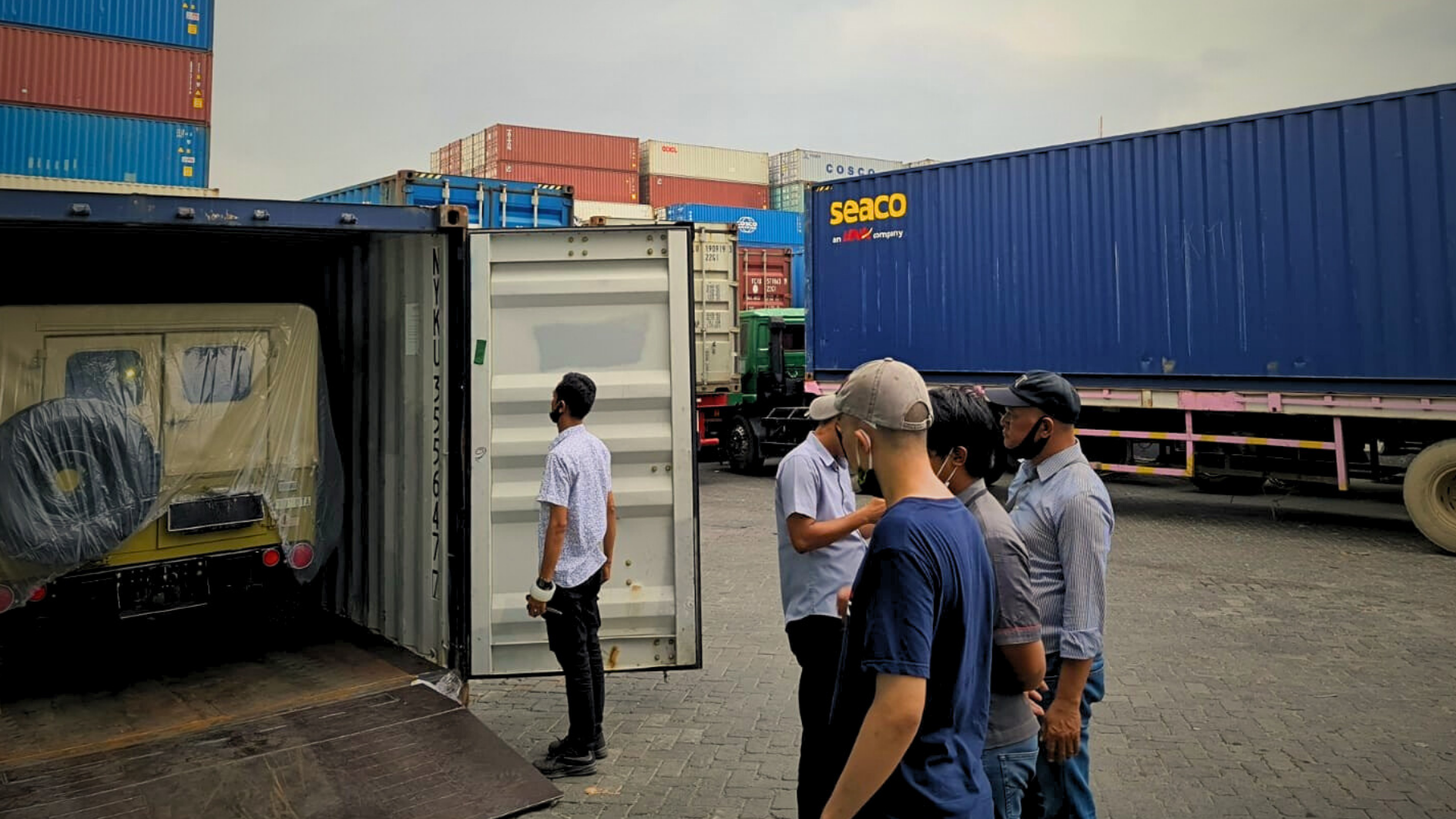 Palletized crates staged for LCL consolidation