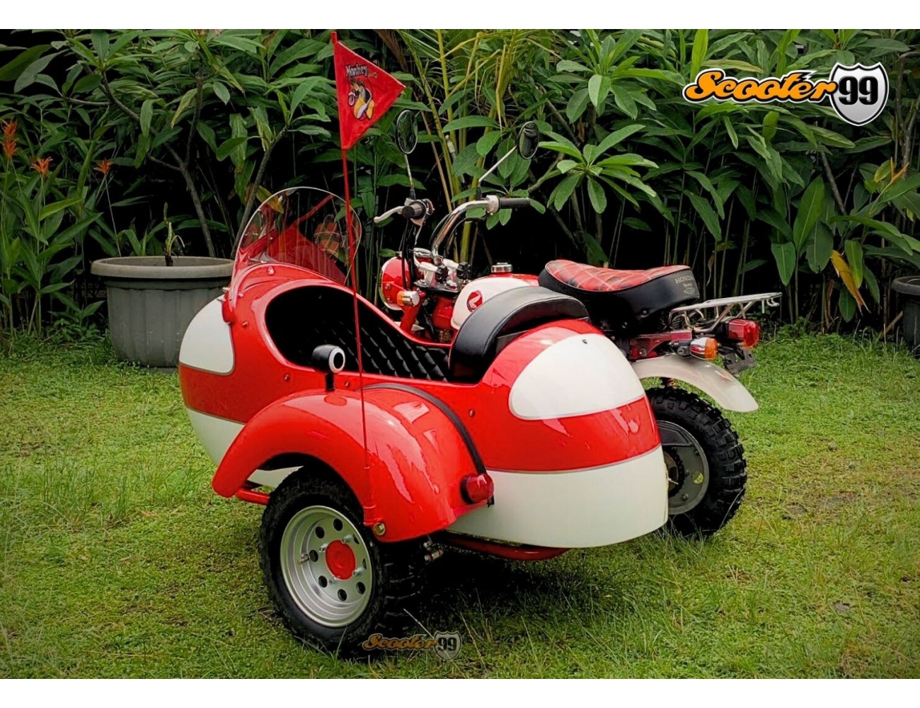 Sidecar Kit for Honda Monkey – Red & White Classic Edition | Scooter99