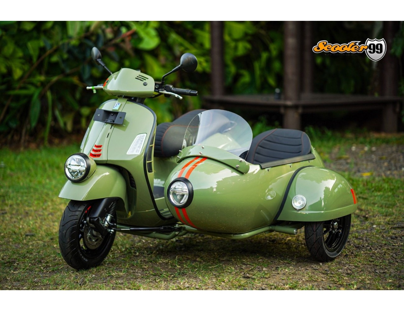 Vespa GTS Sidecar Kit – Olive Green Edition Scooter99